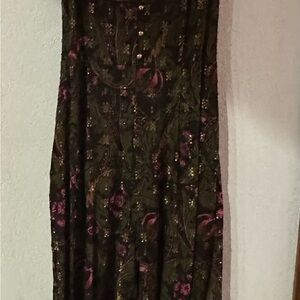 Anthropologie Black and Pink Floral Pantsuit Size 10